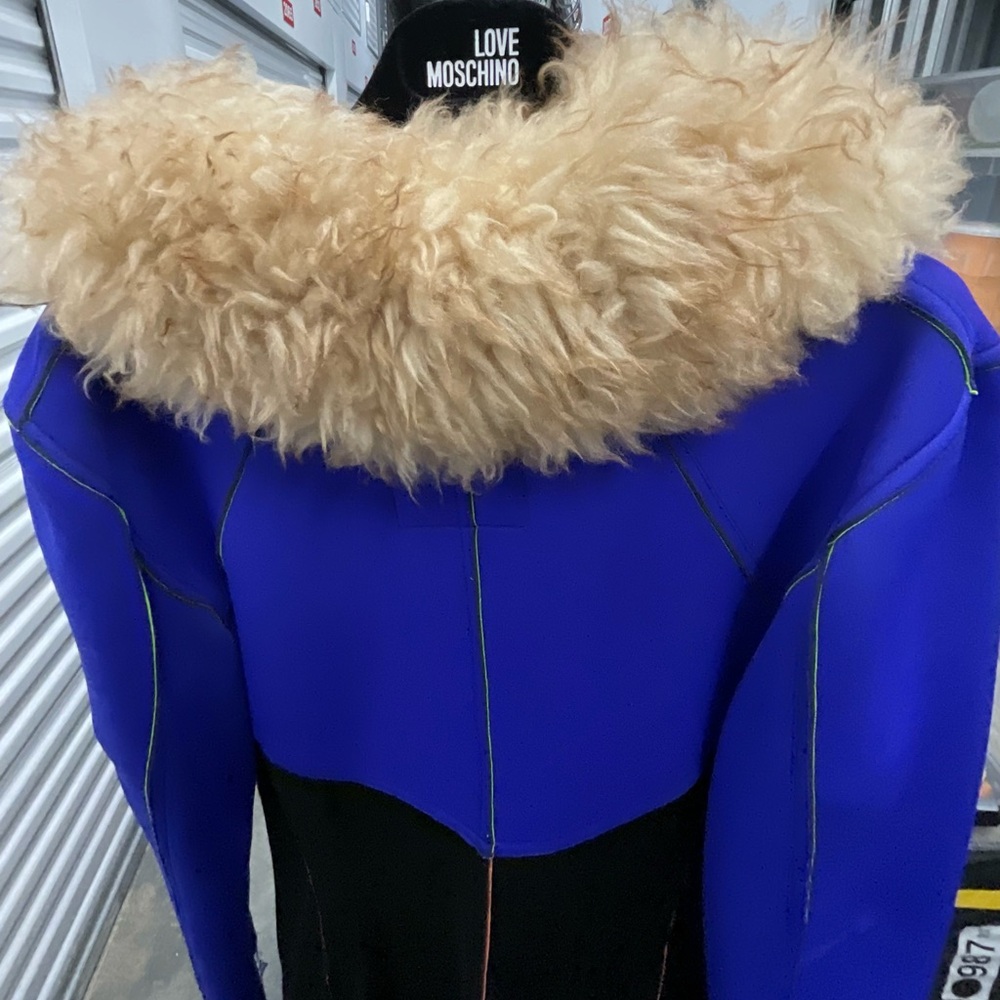 Moschino Couture Fur and Scuba Coat Vintage Size Small - Picture 4 of 16